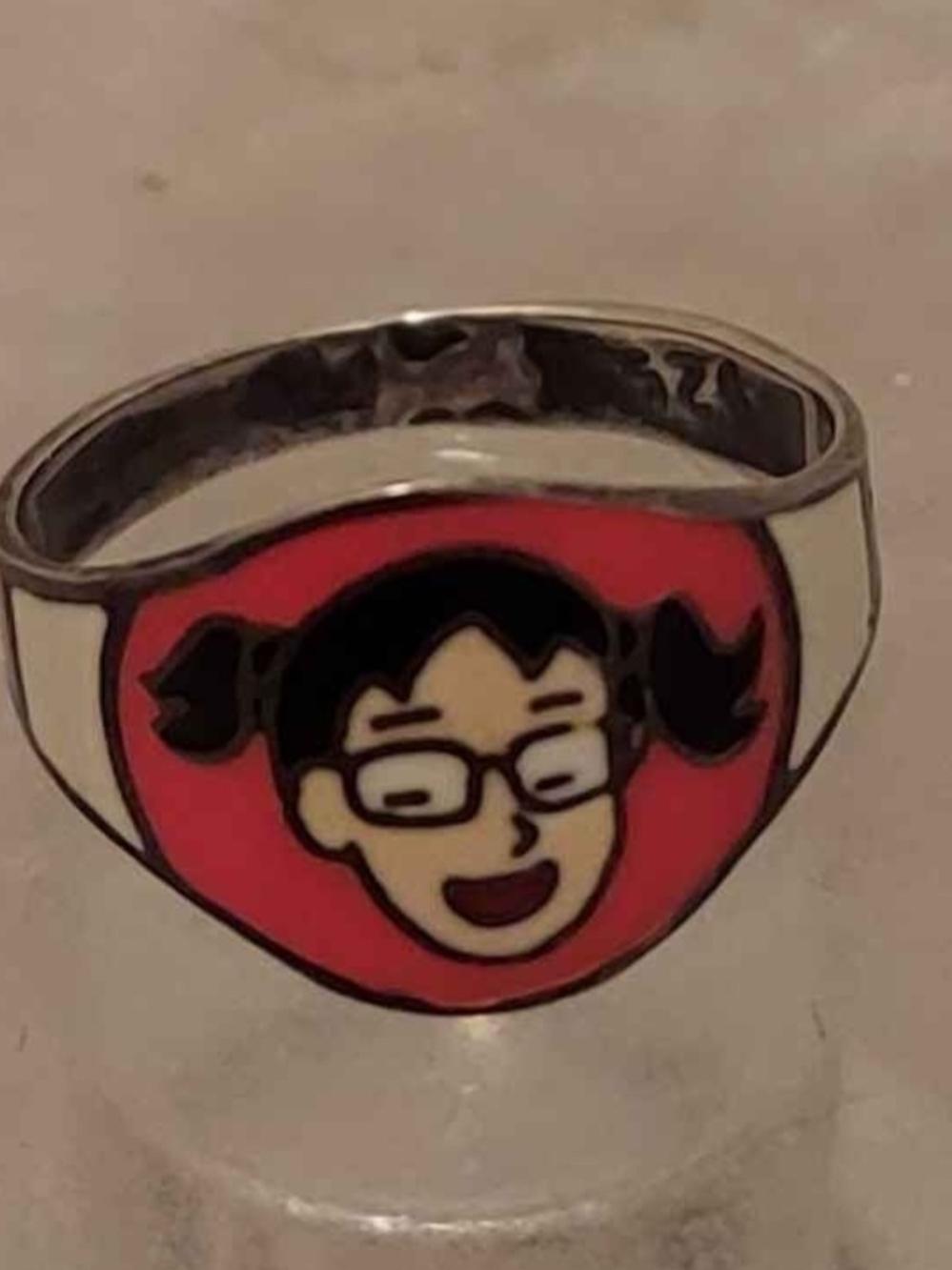 Vintage Cartoon Chilindrina Enamel Ring